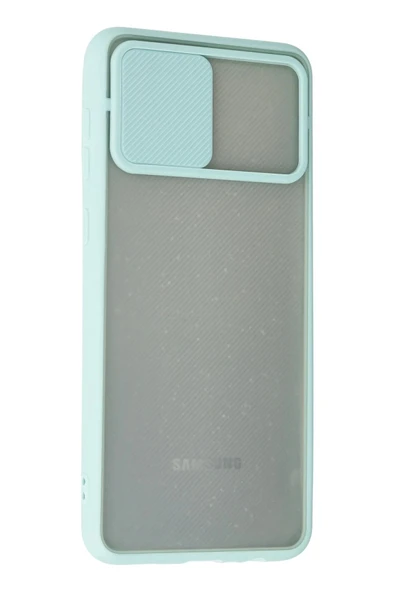 Samsung Galaxy A02 Kılıf Palm Buzlu Kamera Sürgülü Silikon - Turkuaz - Resim 3