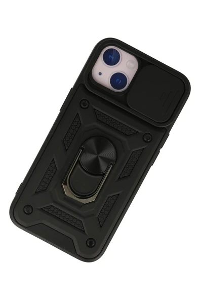 iPhone 15 Kılıf Pars Lens Yüzüklü Silikon - Siyah - Resim 3