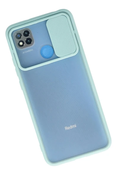 Xiaomi Redmi 9C Kılıf Palm Buzlu Kamera Sürgülü Silikon - Turkuaz - Resim 2