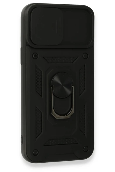 iPhone 15 Pro Max Kılıf Pars Lens Yüzüklü Silikon - Siyah - Resim 3