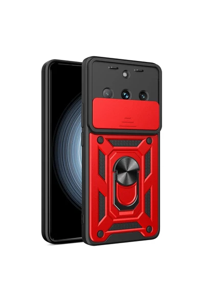 Realme 11 Pro Kılıf Pars Lens Yüzüklü Silikon - Kırmızı ürün görseli