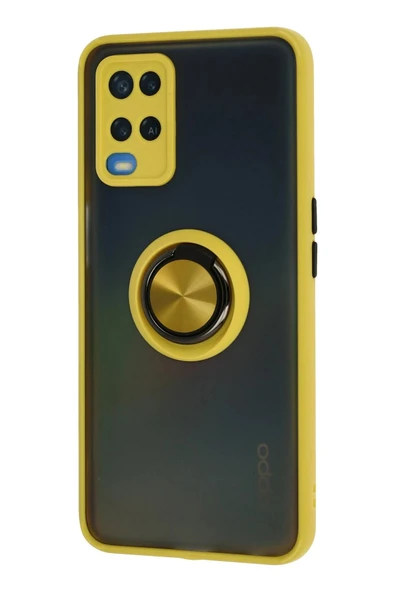 Oppo A54 4G Kılıf Montreal Yüzüklü Silikon Kapak - Sarı - Resim 2
