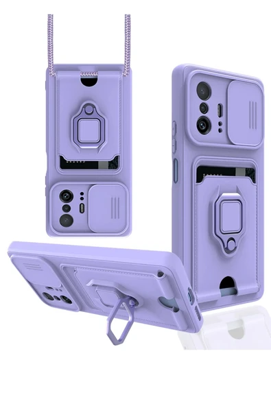 Xiaomi Mi 11T Pro Kılıf Zuma Kartvizitli Yüzüklü Silikon - Lila ürün görseli