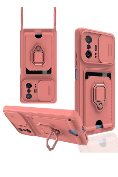 Xiaomi Mi 11T Pro Kılıf Zuma Kartvizitli Yüzüklü Silikon - Pembe ürün görseli