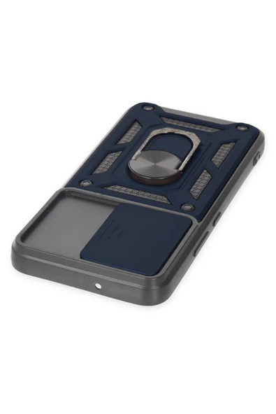 Samsung Galaxy S23 Kılıf Pars Lens Yüzüklü Silikon - Lacivert - Resim 4