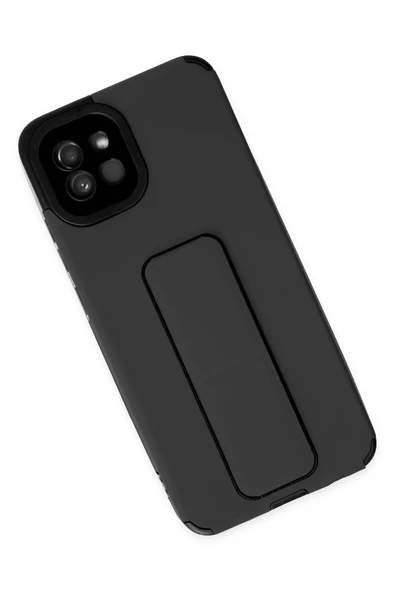 Samsung Galaxy A03 Kılıf Mega Standlı Silikon - Siyah - Resim 4