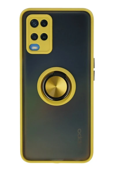 Oppo A54 4G Kılıf Montreal Yüzüklü Silikon Kapak - Sarı ürün görseli