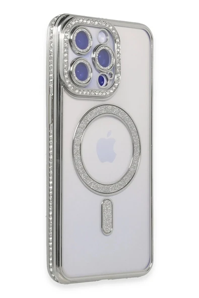 iPhone 15 Pro Max Kılıf Joke Simli Magneticsafe Kılıf - Gümüş ürün görseli
