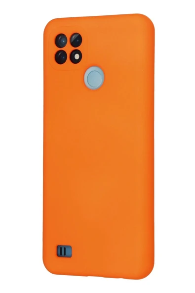 Realme C21 Kılıf Nano içi Kadife Silikon - Turuncu - Resim 3