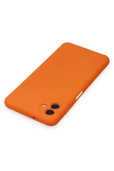 Samsung Galaxy A04 Kılıf Nano içi Kadife Silikon - Turuncu - Resim 5