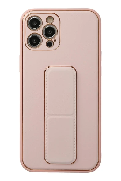 iPhone 12 Pro Kılıf Coco Deri Standlı Kapak - Pembe ürün görseli