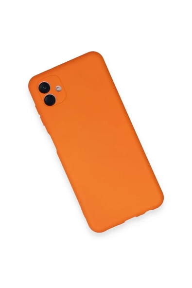 Samsung Galaxy A04 Kılıf Nano içi Kadife Silikon - Turuncu - Resim 3