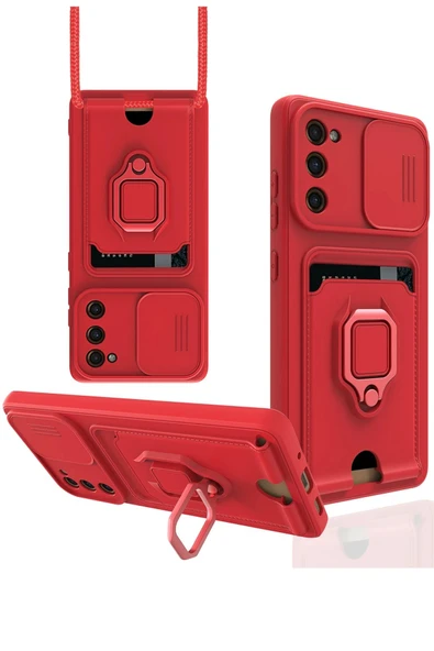 Samsung Galaxy S20 FE Kılıf Zuma Kartvizitli Yüzüklü Silikon - Kırmızı ürün görseli