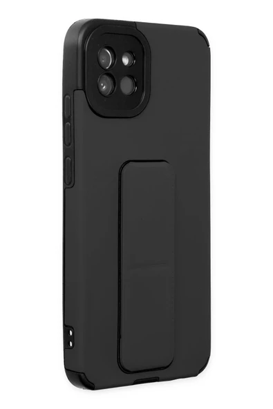 Samsung Galaxy A03 Kılıf Mega Standlı Silikon - Siyah - Resim 3