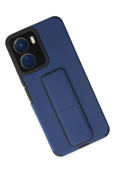 Vivo Y16 Kılıf Mega Standlı Silikon - Mavi - Resim 4