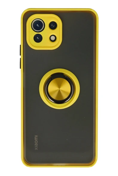 Xiaomi Mİ 11 Lite Kılıf Montreal Yüzüklü Silikon Kapak - Sarı ürün görseli
