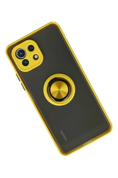 Xiaomi Mİ 11 Lite Kılıf Montreal Yüzüklü Silikon Kapak - Sarı - Resim 3