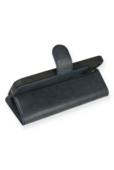 iPhone 14 Kılıf Trend S Plus Kapaklı Kılıf - Lacivert - Resim 3