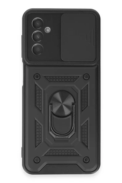 Samsung Galaxy M14 5G Kılıf Pars Lens Yüzüklü Silikon - Siyah ürün görseli