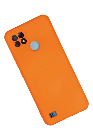 Realme C21 Kılıf Nano içi Kadife Silikon - Turuncu - Resim 2