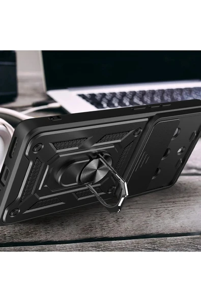 Realme 11 Pro Kılıf Pars Lens Yüzüklü Silikon - Kırmızı - Resim 3