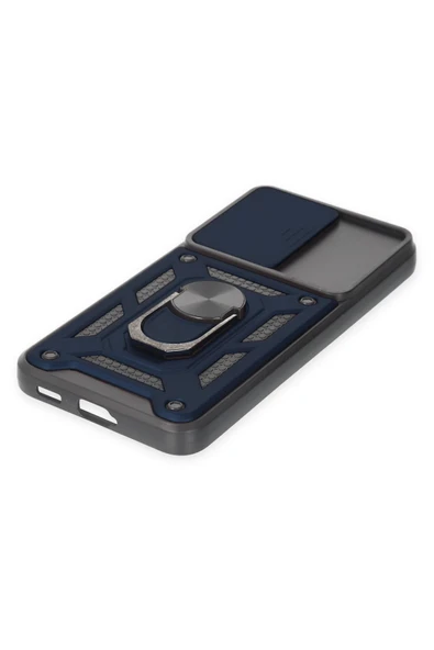 Samsung Galaxy S23 Kılıf Pars Lens Yüzüklü Silikon - Lacivert - Resim 5