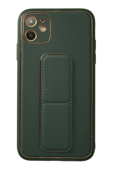 iPhone 12 Kılıf Coco Deri Standlı Kapak - Yeşil ürün görseli