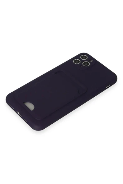 iPhone 11 Pro Max Kılıf Kelvin Kartvizitli Silikon - Derin Mor - Resim 4