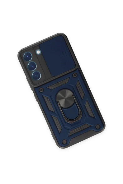 Samsung Galaxy S23 Kılıf Pars Lens Yüzüklü Silikon - Lacivert - Resim 3