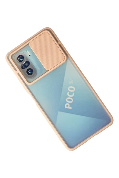 Xiaomi Poco F3 Kılıf Palm Buzlu Kamera Sürgülü Silikon - Pembe - Resim 2