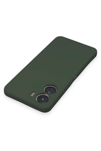 Vivo Y16 Kılıf Nano içi Kadife Silikon - Koyu Yeşil - Resim 4