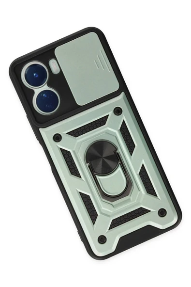 Vivo Y16 Kılıf Pars Lens Yüzüklü Silikon - Yeşil - Resim 2