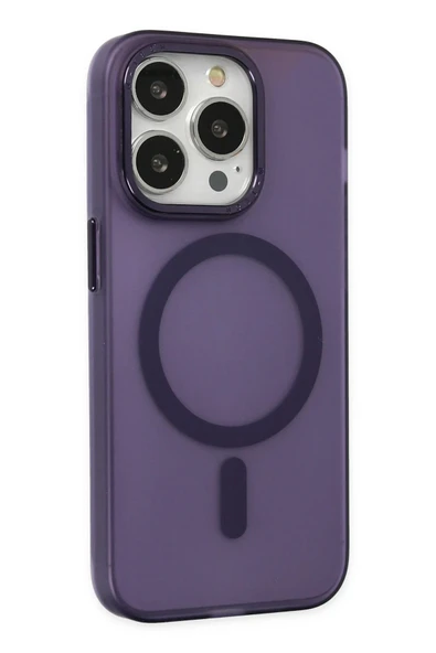 iPhone 14 Pro Kılıf Lodos Magneticsafe Mat Kapak - Mor - Resim 2