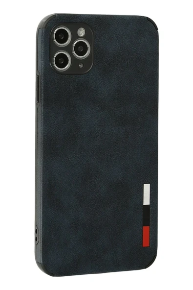 iPhone 11 Pro Max Kılıf Loop Deri Silikon - Lacivert - Resim 3