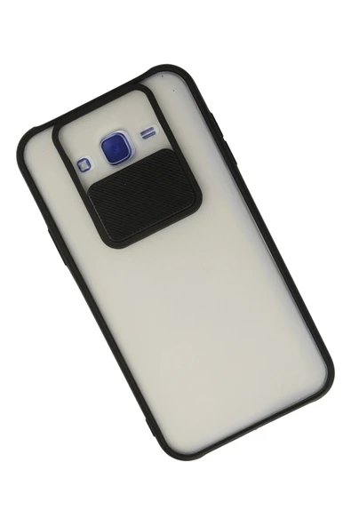 Samsung Galaxy J7 Kılıf Palm Buzlu Kamera Sürgülü Silikon - Siyah - Resim 3