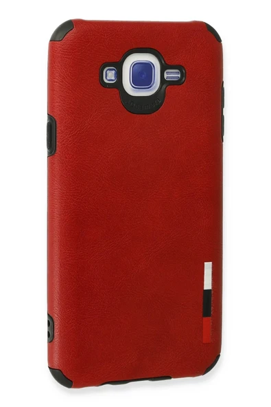 Samsung Galaxy J7 Kılıf Loop Deri Silikon - Kırmızı - Resim 3