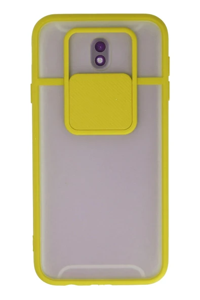 Samsung Galaxy J7 Pro / J730 Kılıf Palm Buzlu Kamera Sürgülü Silikon - Sarı ürün görseli