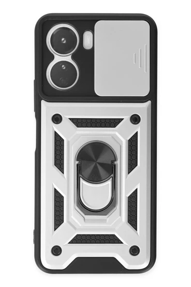 Vivo Y16 Kılıf Pars Lens Yüzüklü Silikon - Gümüş ürün görseli