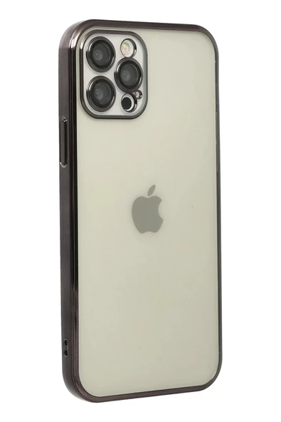 iPhone 12 Pro Kılıf Lensli Silikon - Siyah - Resim 3