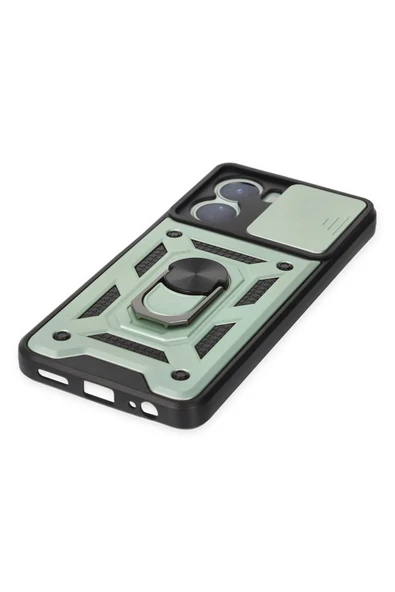 Vivo Y16 Kılıf Pars Lens Yüzüklü Silikon - Yeşil - Resim 4