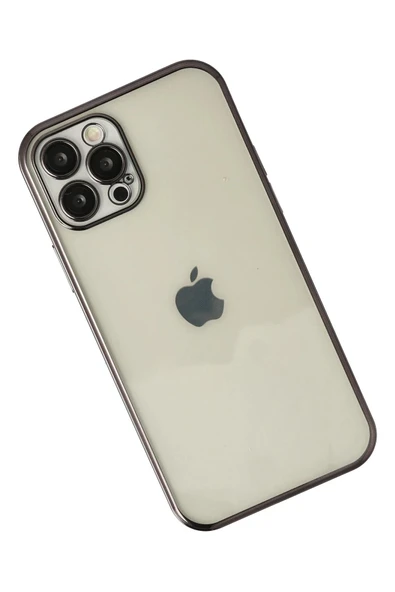 iPhone 12 Pro Kılıf Lensli Silikon - Siyah - Resim 2