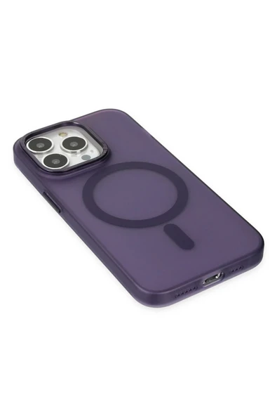 iPhone 14 Pro Kılıf Lodos Magneticsafe Mat Kapak - Mor - Resim 3