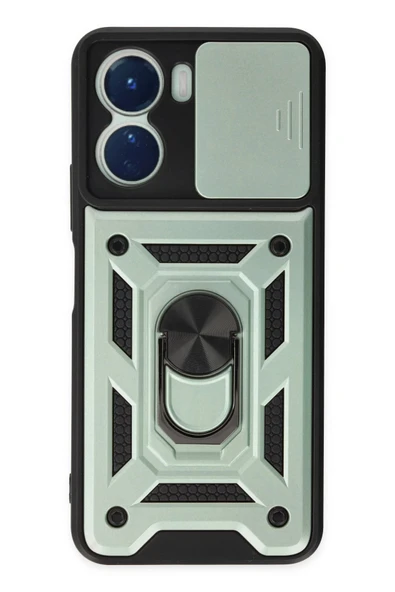 Vivo Y16 Kılıf Pars Lens Yüzüklü Silikon - Yeşil ürün görseli