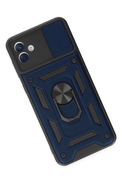 Samsung Galaxy A04 Kılıf Pars Lens Yüzüklü Silikon - Lacivert - Resim 3