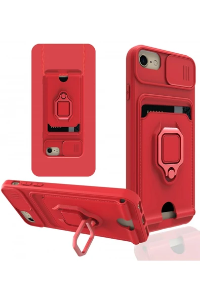 iPhone 6 Kılıf Zuma Kartvizitli Yüzüklü Silikon - Kırmızı ürün görseli