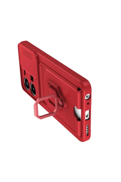 Vivo Y35 Kılıf Zuma Kartvizitli Yüzüklü Silikon - Kırmızı - Resim 3