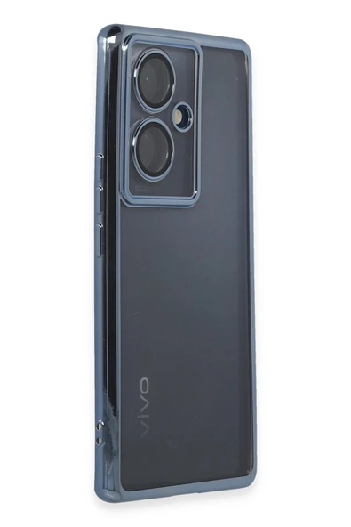 Vivo V29 Lite Kılıf Lensli Silikon - Açık Mavi - Resim 2