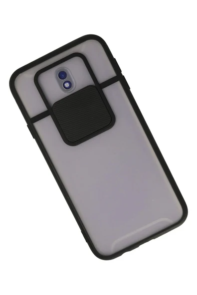 Samsung Galaxy J7 Pro / J730 Kılıf Palm Buzlu Kamera Sürgülü Silikon - Siyah - Resim 2