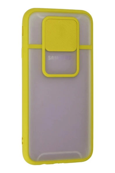 Samsung Galaxy J7 Pro / J730 Kılıf Palm Buzlu Kamera Sürgülü Silikon - Sarı - Resim 3