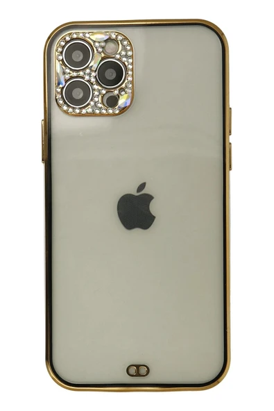 iPhone 12 Pro Max Kılıf Liva Taşlı Silikon - Siyah ürün görseli